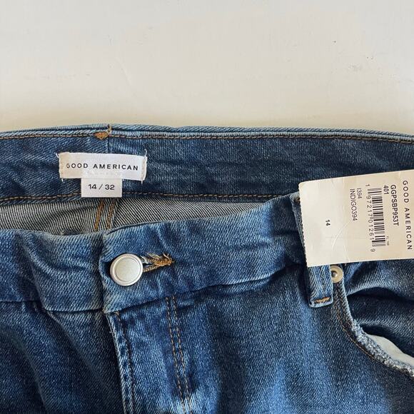 NEW Good American The Weekender Jeans Straight Leg Denim Indigo394 - Size 14/32 - Picture 8 of 9